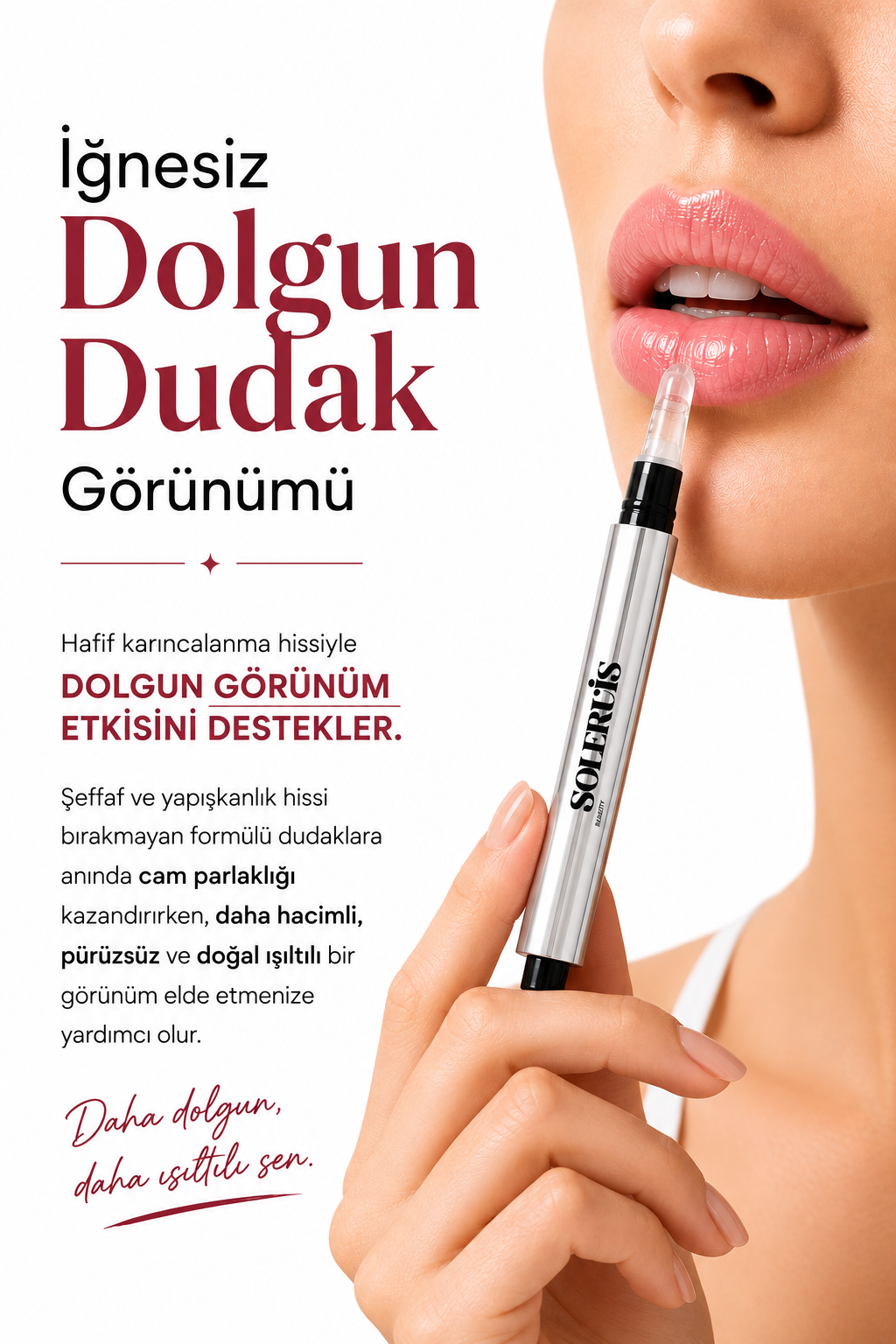 Dudak Dolgunlaştırıcı Lip Plumper Jel Cam Parlaklığı Etkili Şeffaf Yapışkanlık Hissi Bırakmayan Formül Silikon Uçlu 15 ml