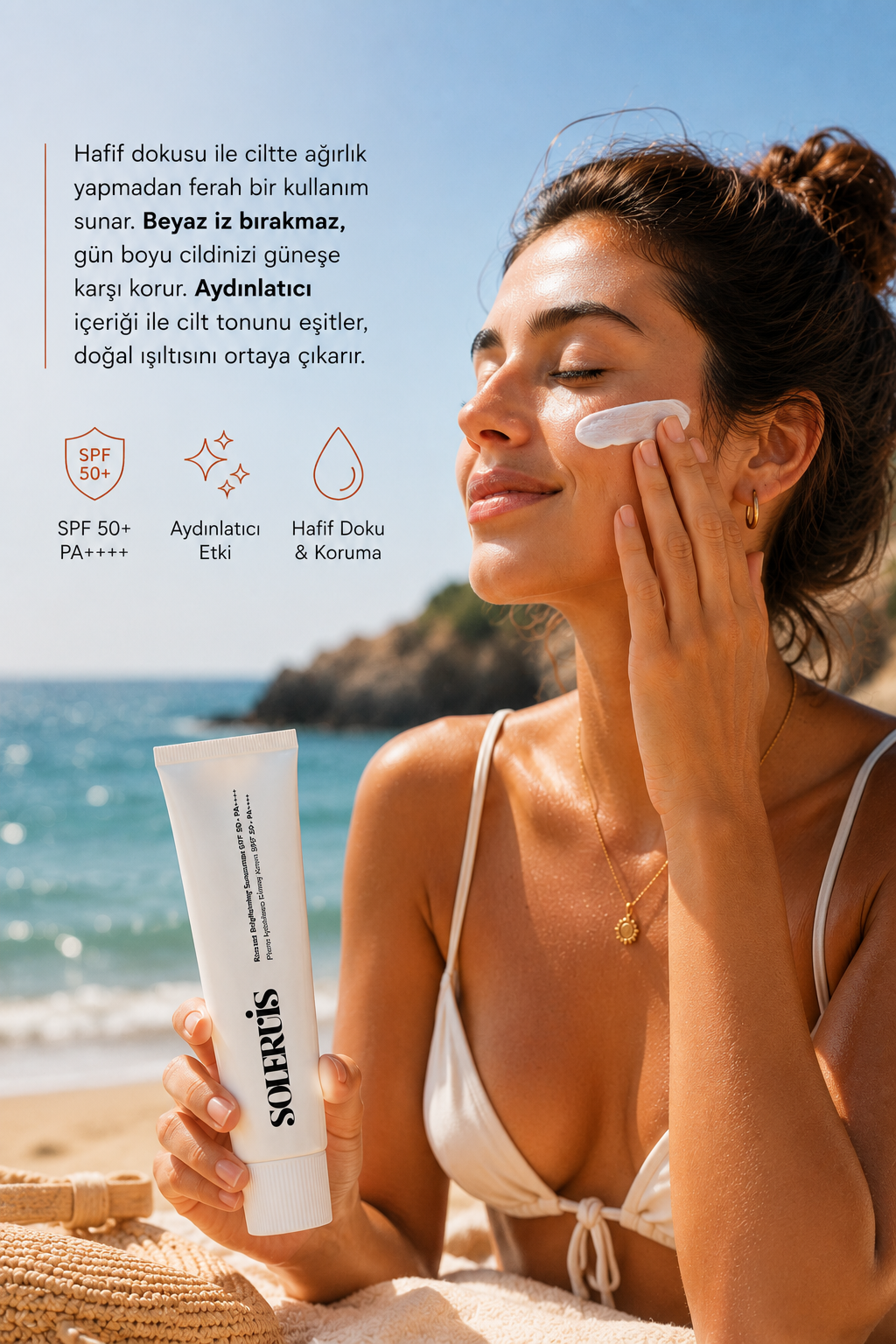 Pirinç Özlü Aydınlatıcı ve Leke Karşıtı Güneş Kremi SPF 50+ PA++++ Beyaz İz Bırakmayan 50 ml